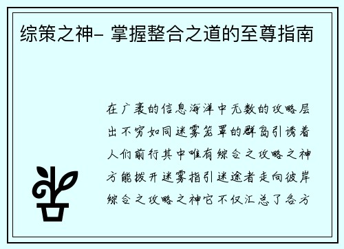 综策之神- 掌握整合之道的至尊指南